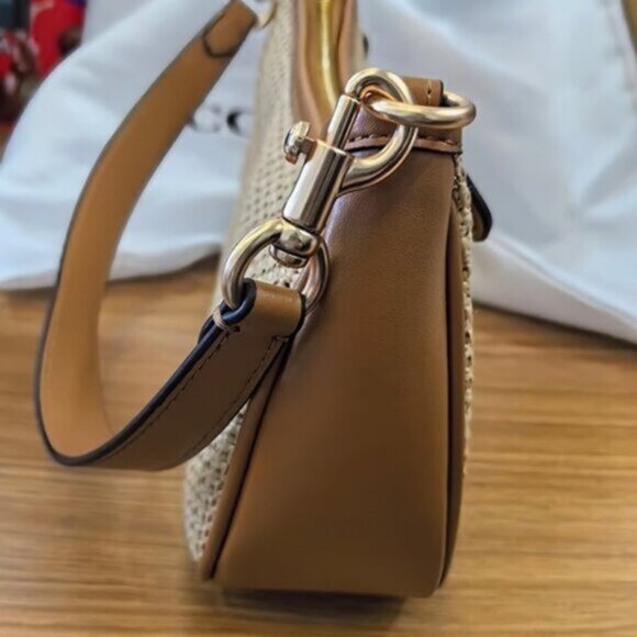 COACH Teri 2way Shoulder Bag Crossbody Straw CR350 - Picture 2 of 6